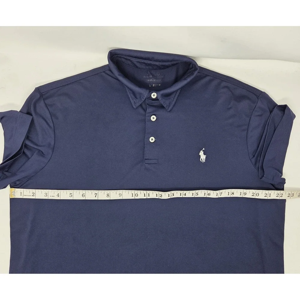 Polo Ralph Lauren Performance Polo Shirt Men's Large Navy Blue White Pony